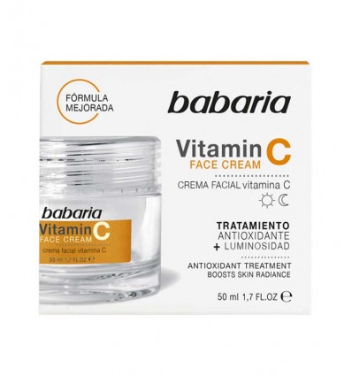 BABARIA VITAMINA C CREMA FACIAL DIA Y NOCHE, 50ML. TRATAMIENTO ANTIOXIDANTE + LUMINOSIDAD