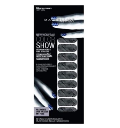 MAYBELLINE COLOR SHOW 06 METALLIC PRINTS HEAVY METAL 18 NAIL STICKERS INCLUDED