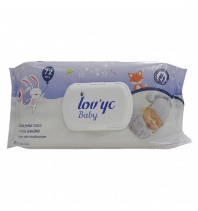 LOVYC BABY TOALLITAS PARA BEBÉ CON CREMA SENSIBLE 72 UNIDADES