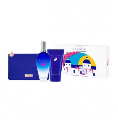 ESCADA SANTORINI SUNRISE EDT 100 ml LIMITED EDITION SPRAY + BODY CREAM 150 ml + CLUTCH BAG