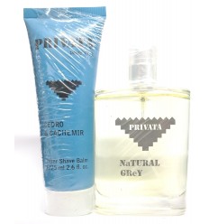 PRIVATA NATURAL GREY EDT 75 ml SPRAY + AFTER SHAVE BALM CEDRO & CACHEMIR 75 ml SIN CAJA