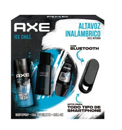 AXE ICE CHILL EDT 50 ml SPRAY + DEO ROLLON 50 ml + DEO SPRAY 150 ml + ALTAVOZ INALAMBRICO