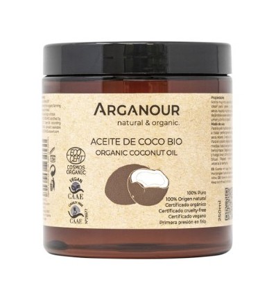 ARGANOUR ACEITE DE COCO BIO 100 % PURO 250 ml