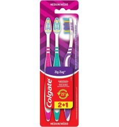 COLGATE ZIG ZAG CEPILLO MEDIO PACK 3 UNIDADES