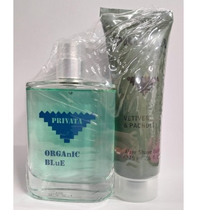 PRIVATA ORGANIC BLUE EDT 75 ml SPRAY + AFTER SHAVE VETIVER & PACHULI 75 ml