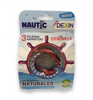 DEXIN PULSERAS ANTIMOSQUITOS CON CITRONELA RESISTENTE AL AGUA PACK NAUTIC 3 PULSERAS DE CUERDA