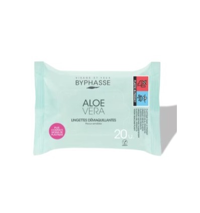 BYPHASSE TOALLITAS DESMAQ. 20 Uds. ALOE VERA P/ SENSIBLES