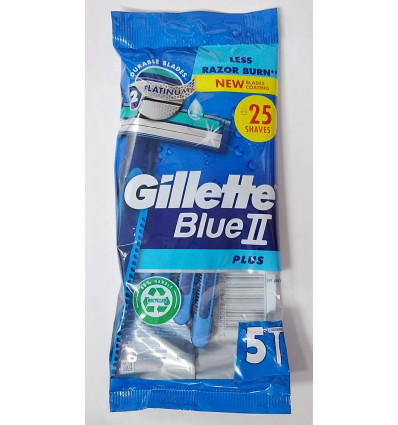 GILLETTE BLUE II PLUS 5 MAQUINILLAS DE AFEITADO DESECHABLES