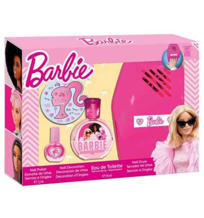 BARBIE EDT 50 ml SPRAY + ESMALTE DE UÑAS 3.5 ml + DECORACIÓN DE UÑAS + SECADOR DE UÑAS