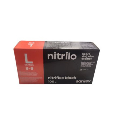 SANTEX NITRILO GUANTES NEGRO SIN POLVO TALLA L 8-9 100 unidades