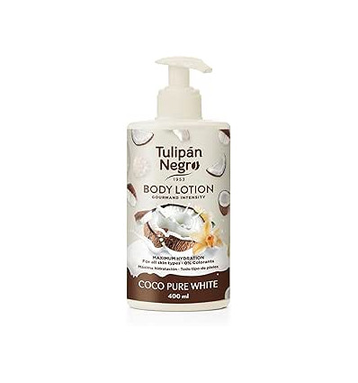 TULIPAN NEGRO BODY LOTION COCO PURE WHITE 400 ml CON DOSIFICADOR